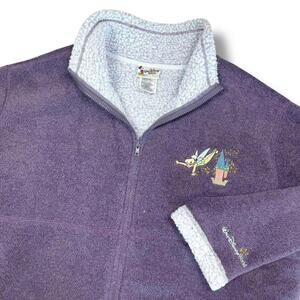 VTG Walt Disney World Tinker Bell Sherpa Fleece Jacket Women XXL Purple Full Zip